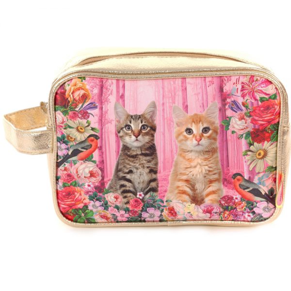 Toiletry bag  Pink cats