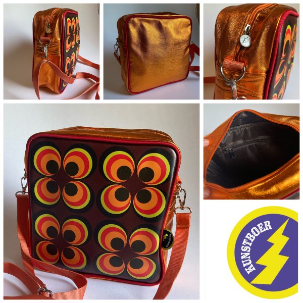 Schoudertas Retro cirkels oranje