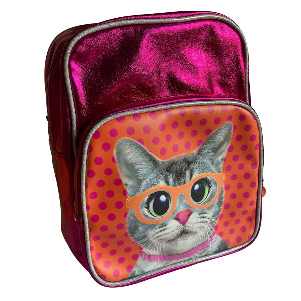 Backpack Cat with glasses Pink - looking sharp
