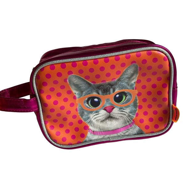 Toiletry bag  Cat with glasses Pink - Image 7
