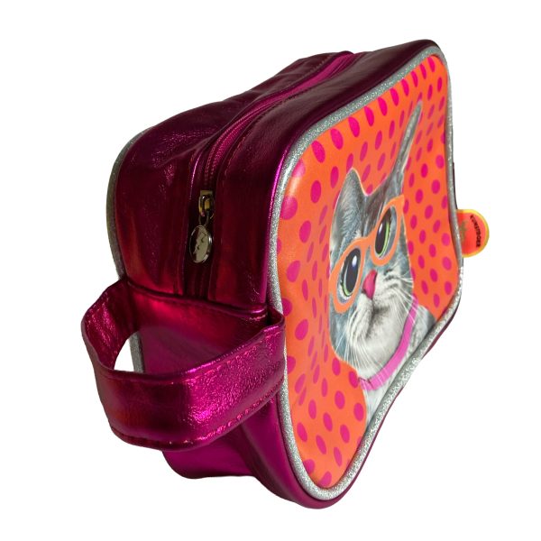 Toiletry bag  Cat with glasses Pink - Image 6