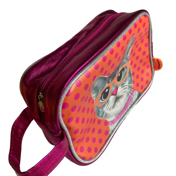 Toiletry bag  Cat with glasses Pink - Image 3