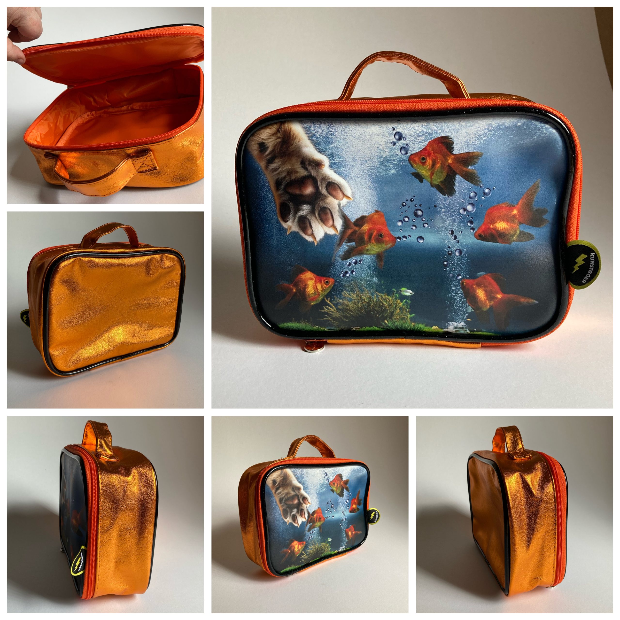 Toilettas Aquarium Oeps de kat heeft een goudvis te pakken