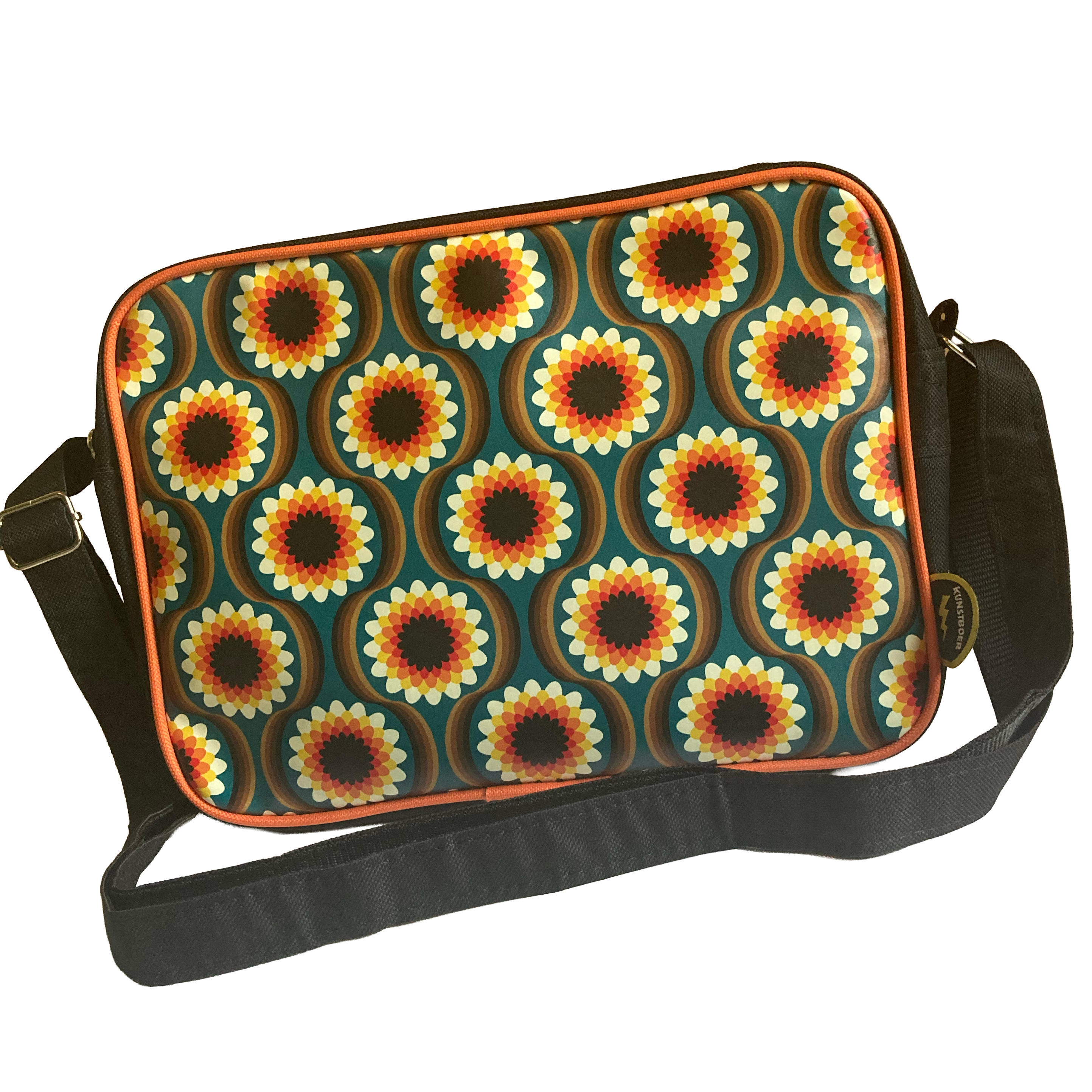 Shoulderbag medium - Retro flowers black - Image 2