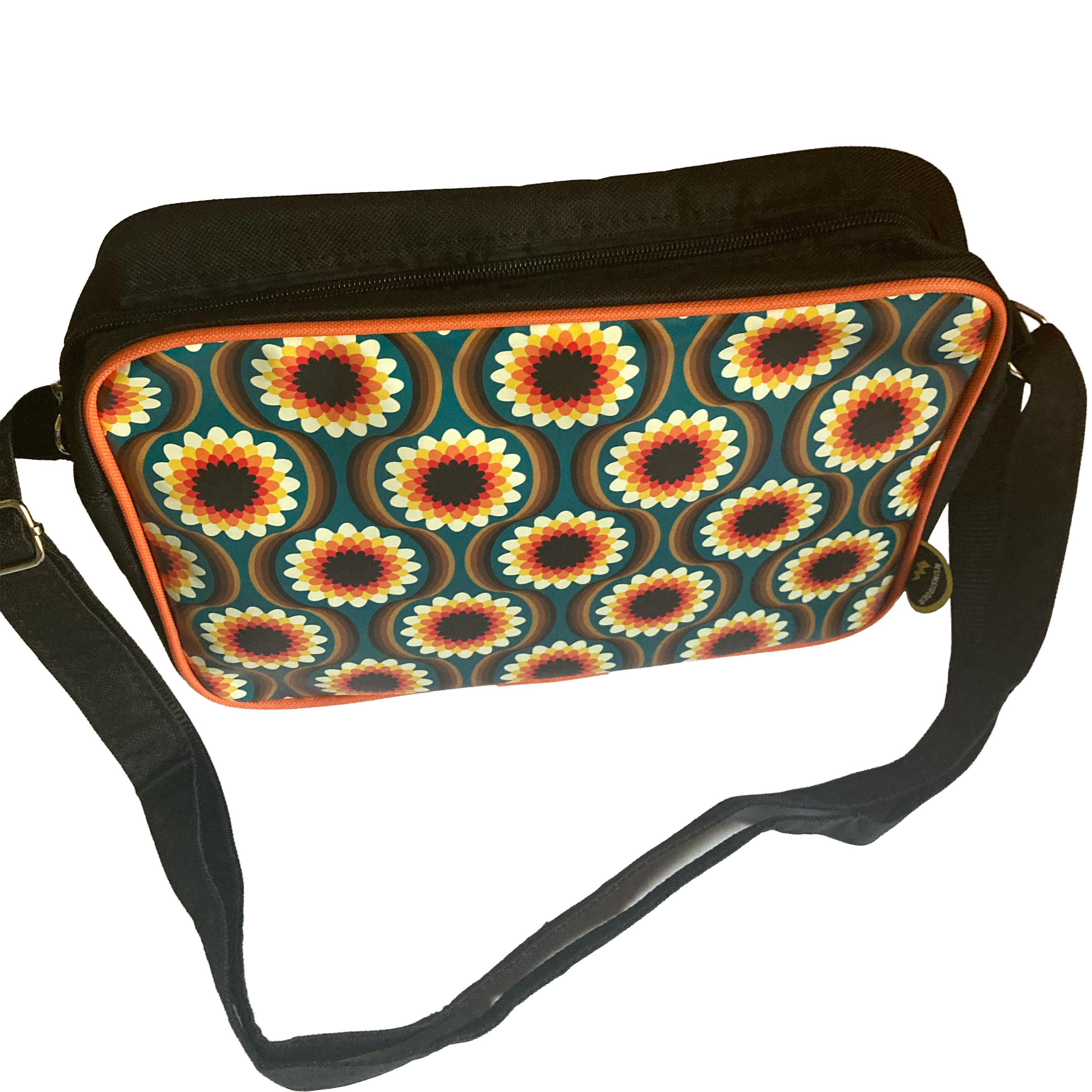 Shoulderbag medium - Retro flowers black - Image 6